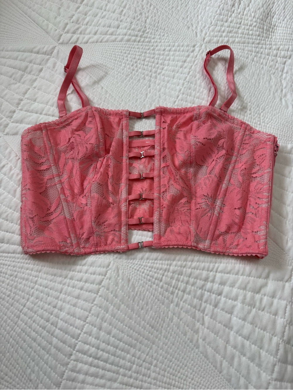 Victoria's Secret Pink Lace Longline Bandeau Bustier Top